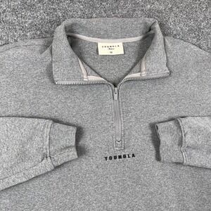 YoungLA 1/4 Zip Sweatshirt Mens M Gray Pullover Fleece Performance Sweater